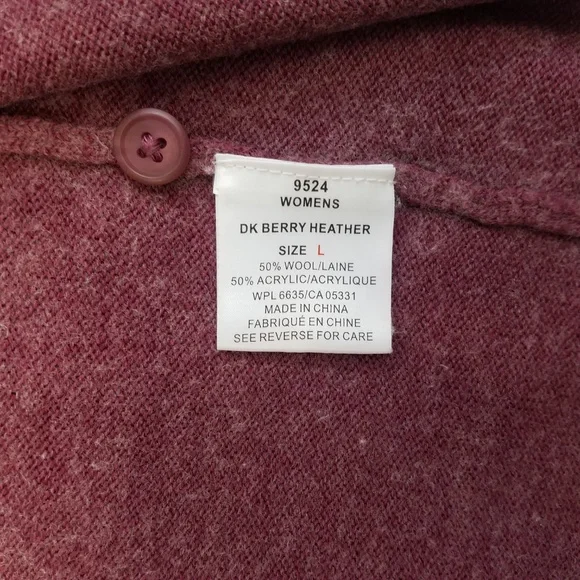 Woolrich cardigan button front wool pink purple L - Picture 7 of 7